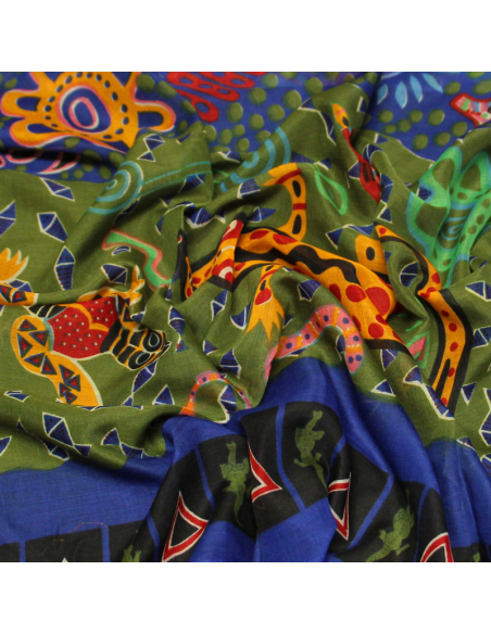 Paréo - Zaz bleu roi & kaki