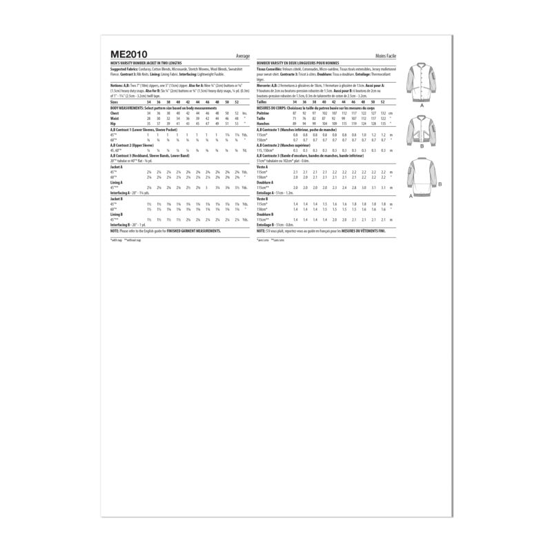 Patron KnowMe 2010.AA - Blouson varsity pour homme