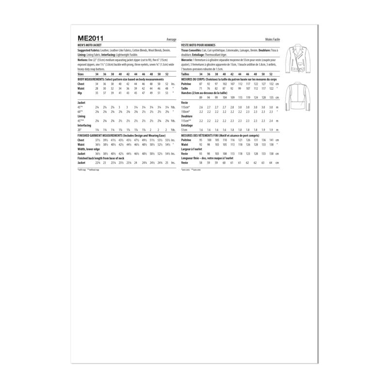 Patron KnowMe 2011.AA - Blouson moto pour homme