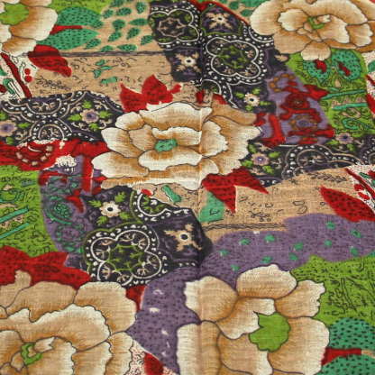 Paréo 100% coton - Fleuri beige