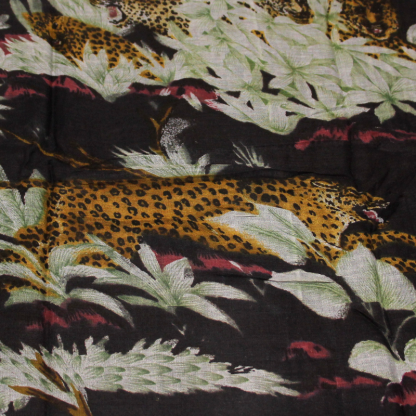 Paréo 100% coton - Léopard fond noir