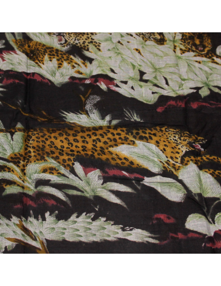 Paréo 100% coton - Léopard fond noir