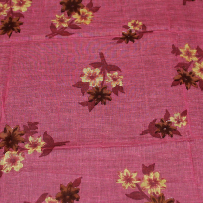 Paréo 100% coton - Fleuri fond rose