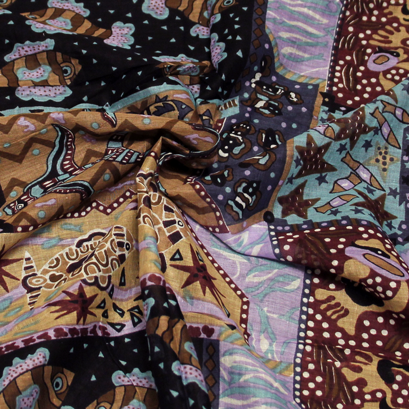 Paréo 100% coton - Style patchwork de poisson