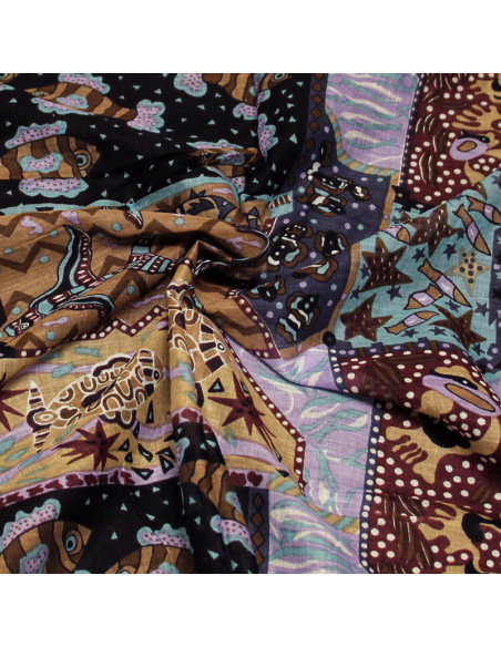 Paréo 100% coton - Style patchwork de poisson