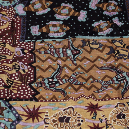 Paréo 100% coton - Style patchwork de poisson