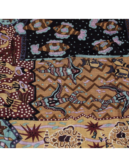 Paréo 100% coton - Style patchwork de poisson