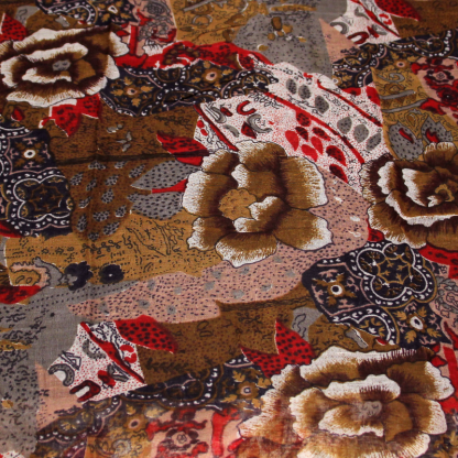 Paréo 100% coton - Fleuri marron