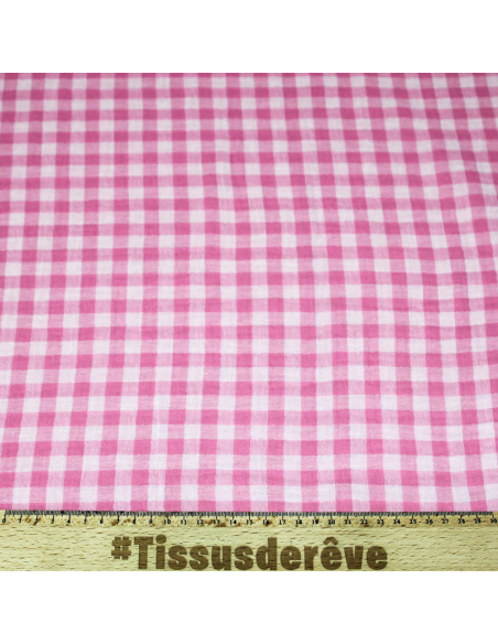 Double gaze vichy double face 100% coton -  Rose persan