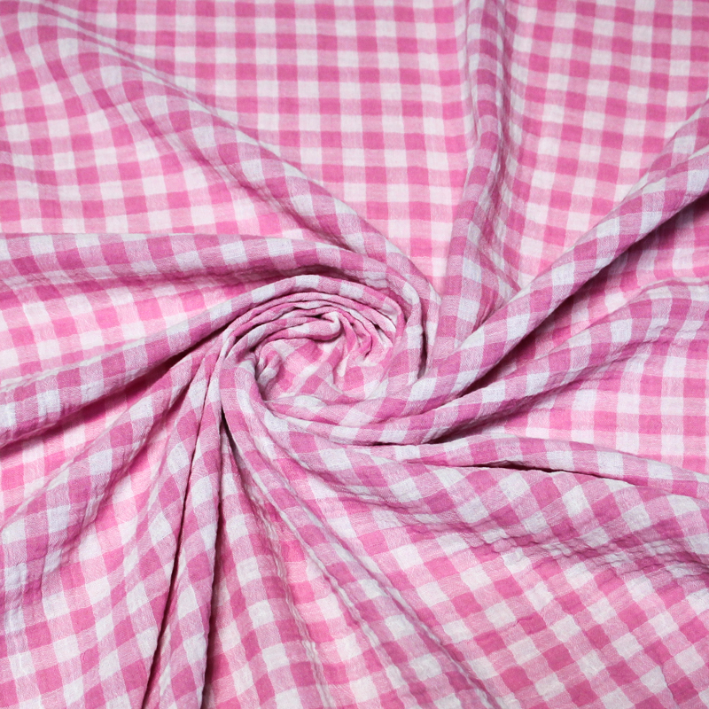 Double gaze vichy double face 100% coton -  Rose persan