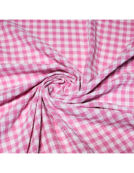 Double gaze vichy double face 100% coton -  Rose persan