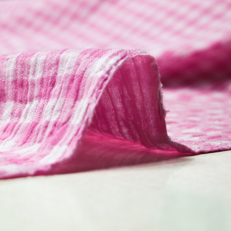 Double gaze vichy double face 100% coton -  Rose persan