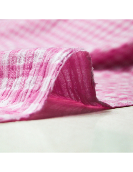 Double gaze vichy double face 100% coton -  Rose persan