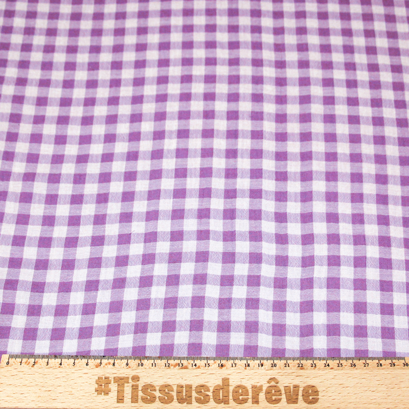 Double gaze vichy double face 100% coton - Violet