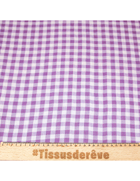 Double gaze vichy double face 100% coton - Violet