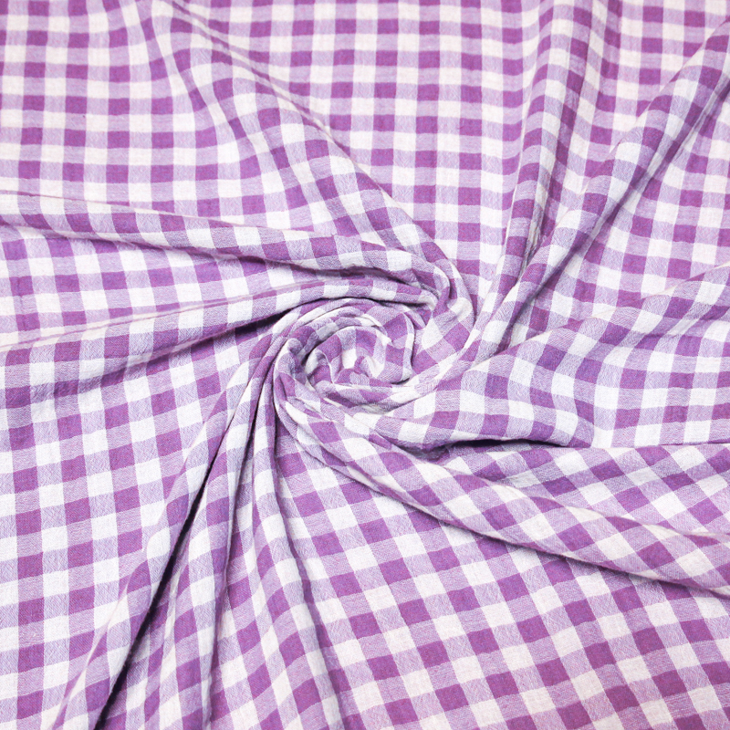 Double gaze vichy double face 100% coton - Violet