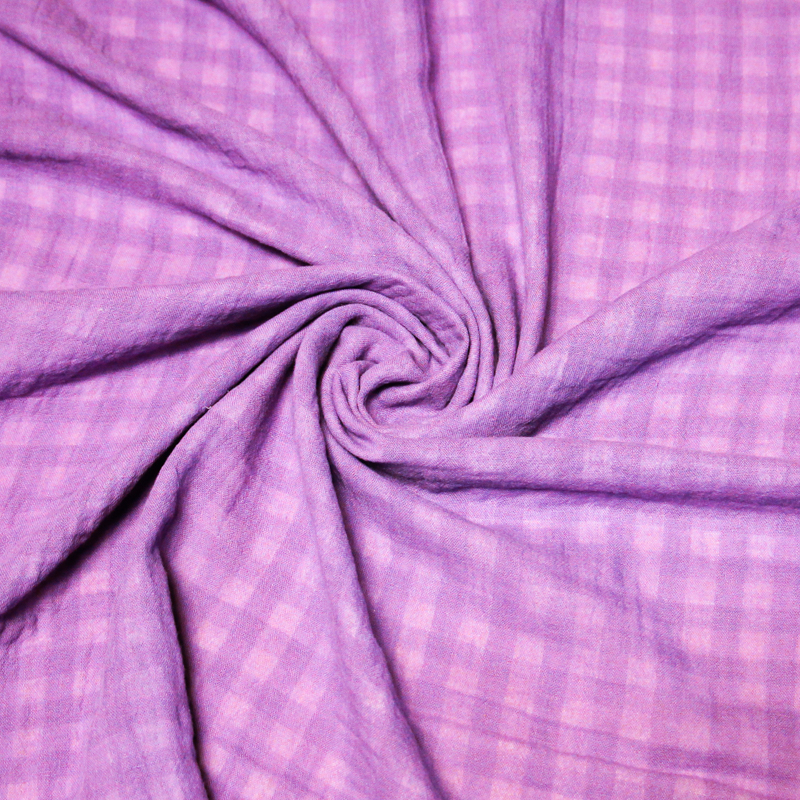 Double gaze vichy double face 100% coton - Violet