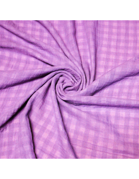 Double gaze vichy double face 100% coton - Violet