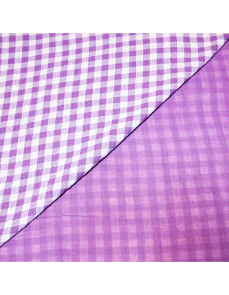 Double gaze vichy double face 100% coton - Violet