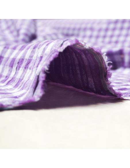 Double gaze vichy double face 100% coton - Violet