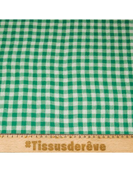 Double gaze vichy double face 100% coton - Vert