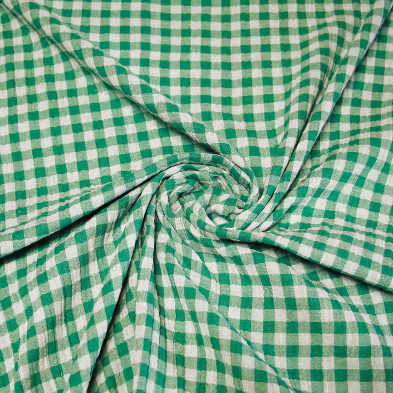 Double gaze vichy double face 100% coton - Vert