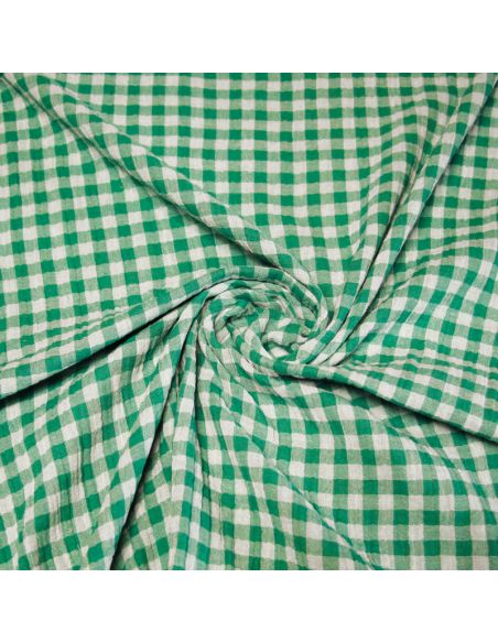 Double gaze vichy double face 100% coton - Vert