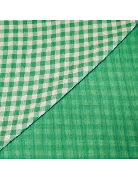 Double gaze vichy double face 100% coton - Vert