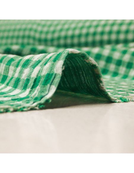 Double gaze vichy double face 100% coton - Vert