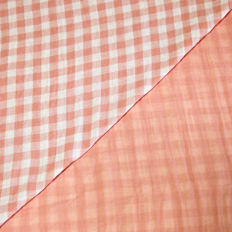 Double gaze vichy double face 100% coton - Rose