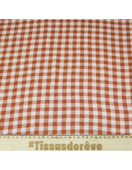 Double gaze vichy double face 100% coton - Terracotta