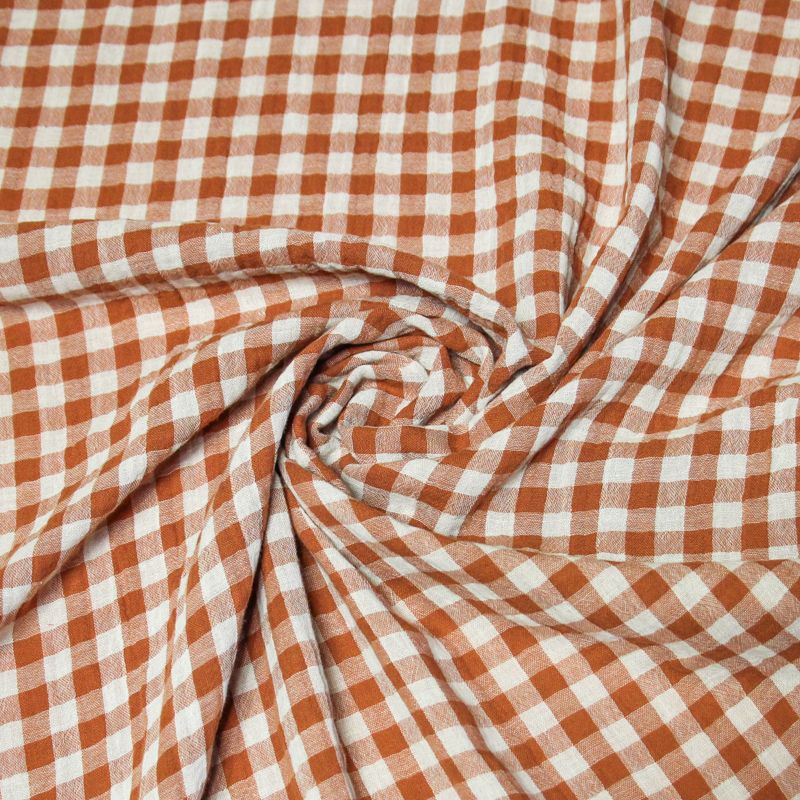 Double gaze vichy double face 100% coton - Terracotta