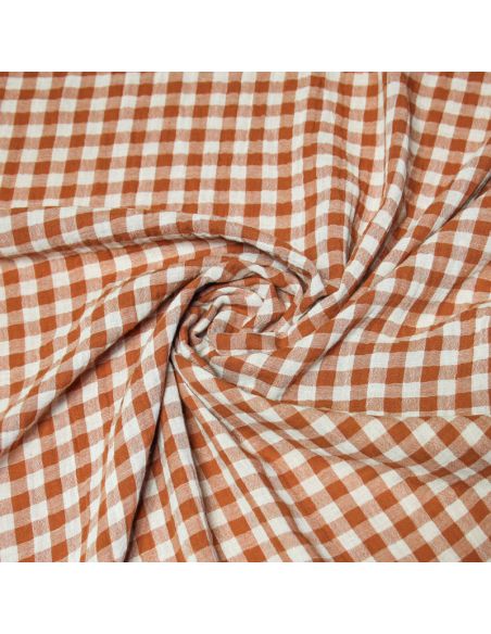 Double gaze vichy double face 100% coton - Terracotta