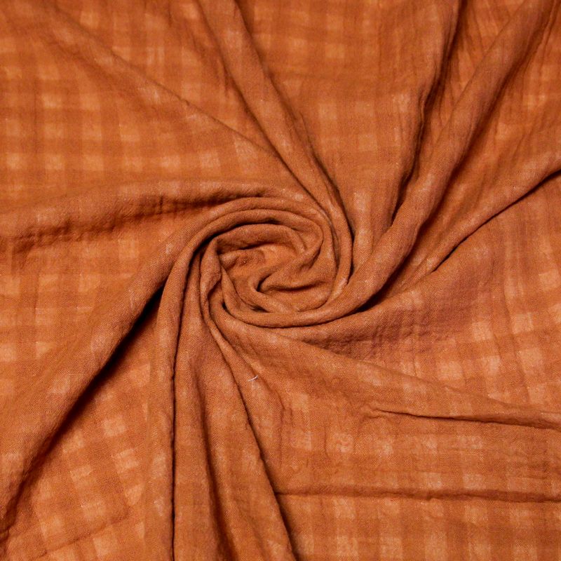 Double gaze vichy double face 100% coton - Terracotta