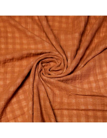 Double gaze vichy double face 100% coton - Terracotta