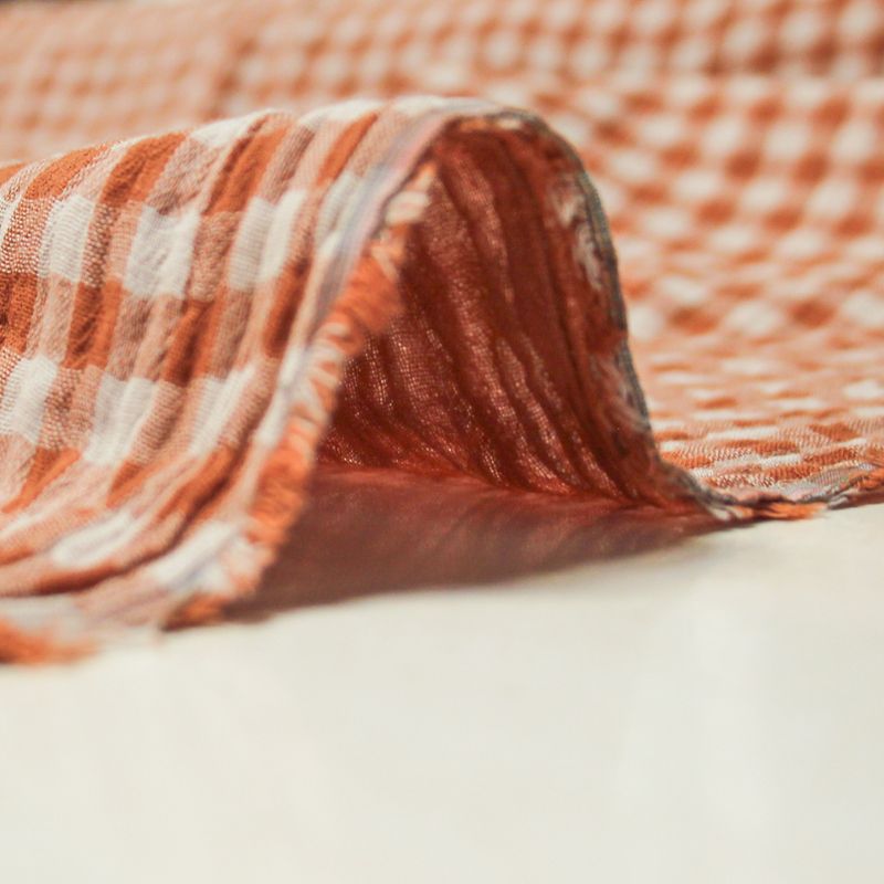 Double gaze vichy double face 100% coton - Terracotta