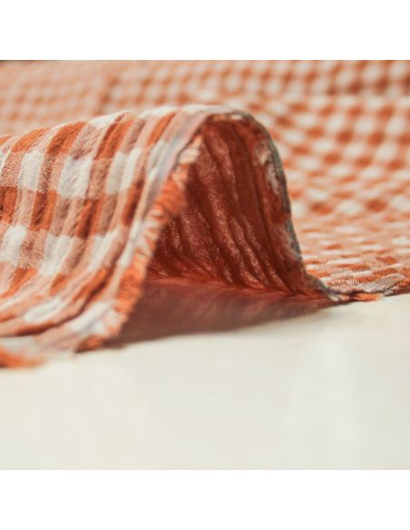 Double gaze vichy double face 100% coton - Terracotta