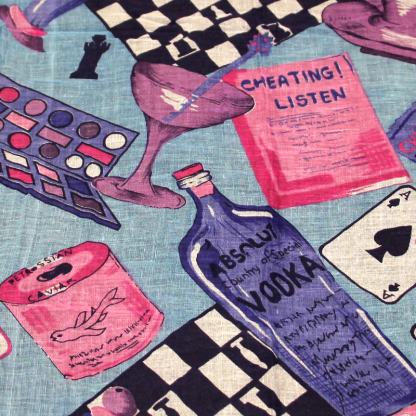 Paréo 100% coton - Apéro bleu & rose