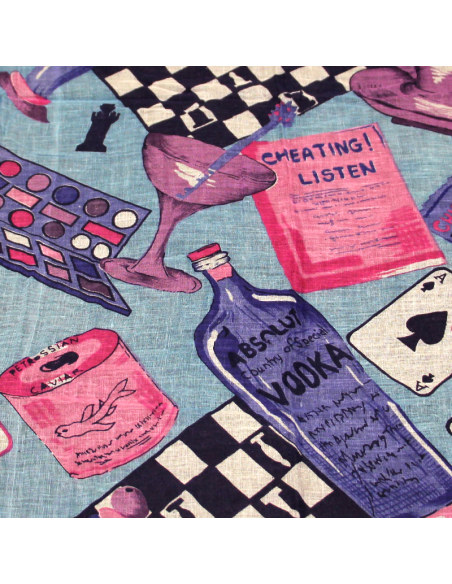 Paréo 100% coton - Apéro bleu & rose