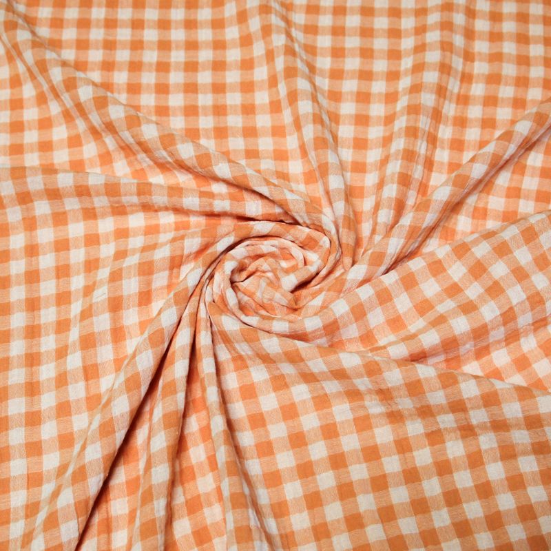 Double gaze vichy double face 100% coton - Saumon