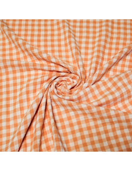 Double gaze vichy double face 100% coton - Saumon