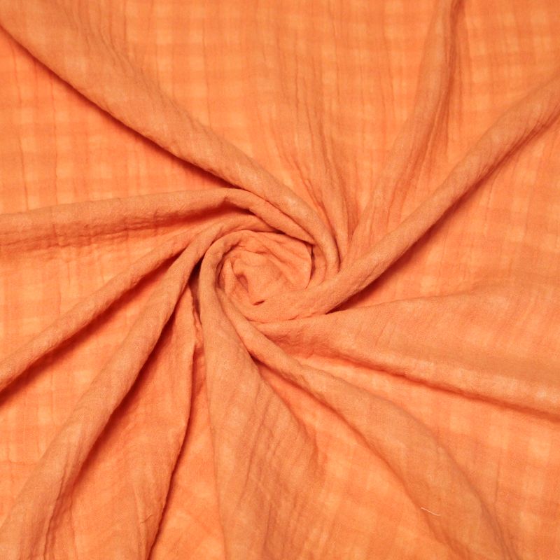 Double gaze vichy double face 100% coton - Saumon