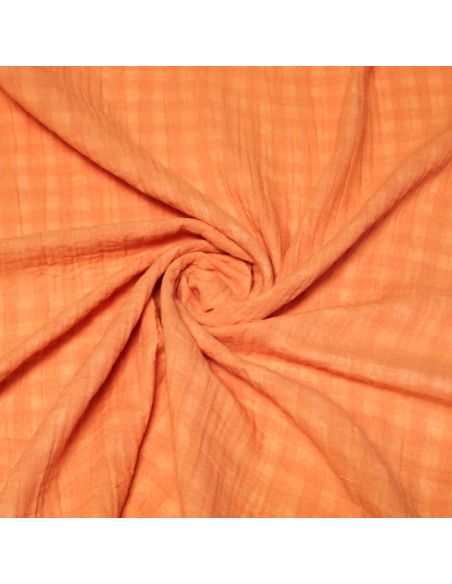 Double gaze vichy double face 100% coton - Saumon
