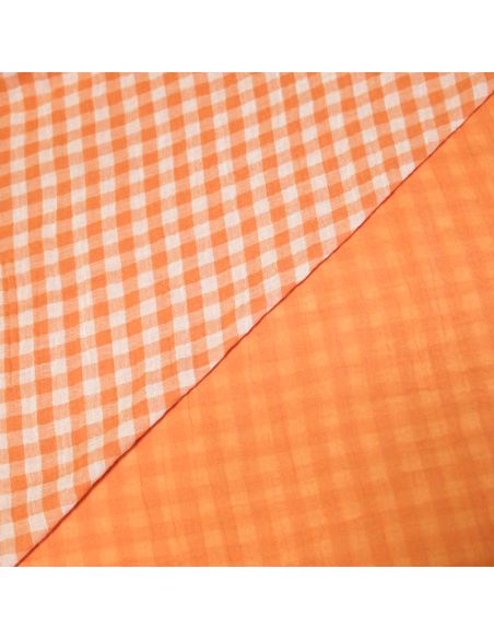 Double gaze vichy double face 100% coton - Saumon