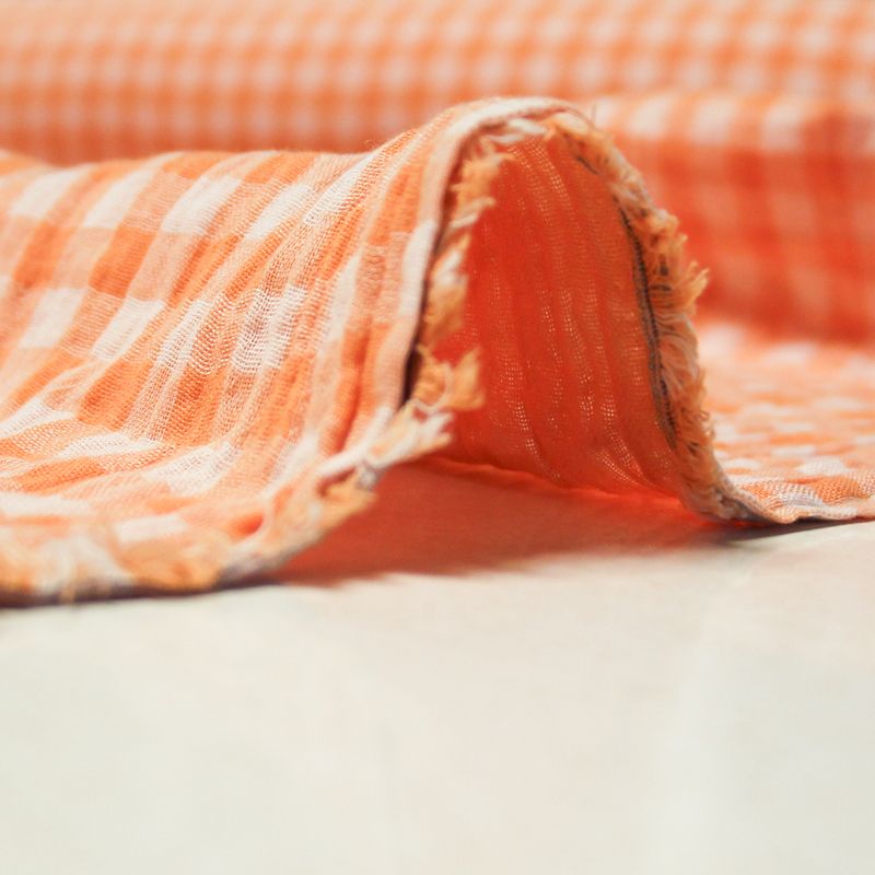 Double gaze vichy double face 100% coton - Saumon