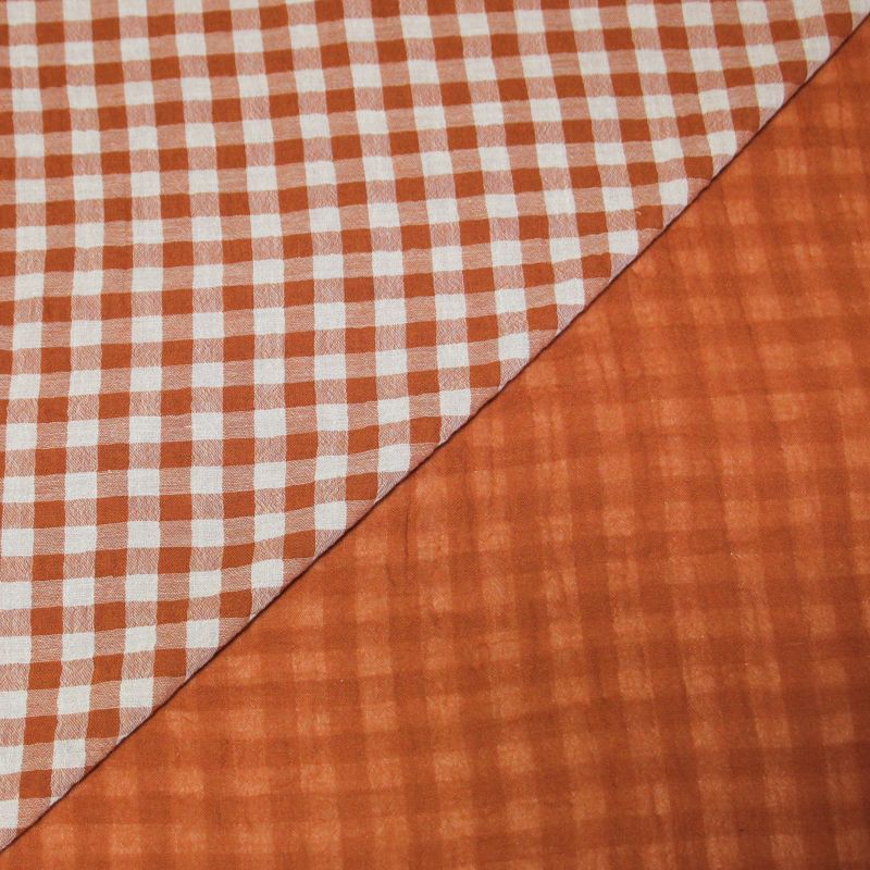 Double gaze vichy double face 100% coton - Terracotta