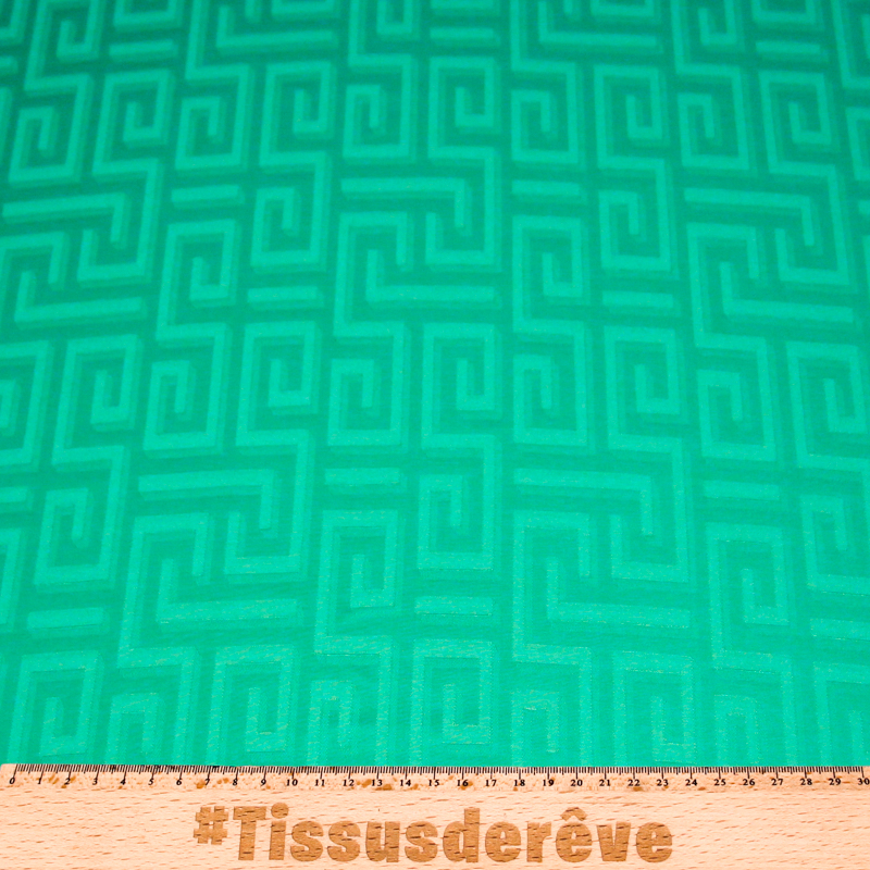Crêpe envers satin jacquard - Labyrinthe vert