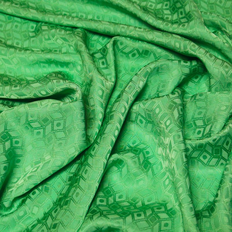Crêpe envers satin jacquard - Géométrique vert