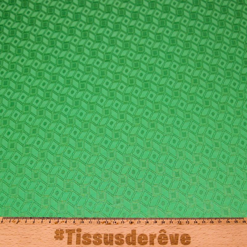 Crêpe envers satin jacquard - Géométrique vert