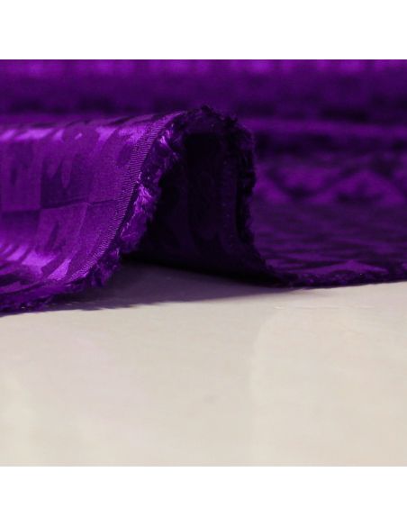 Crêpe envers satin jacquard - Fleurs & carrés violets